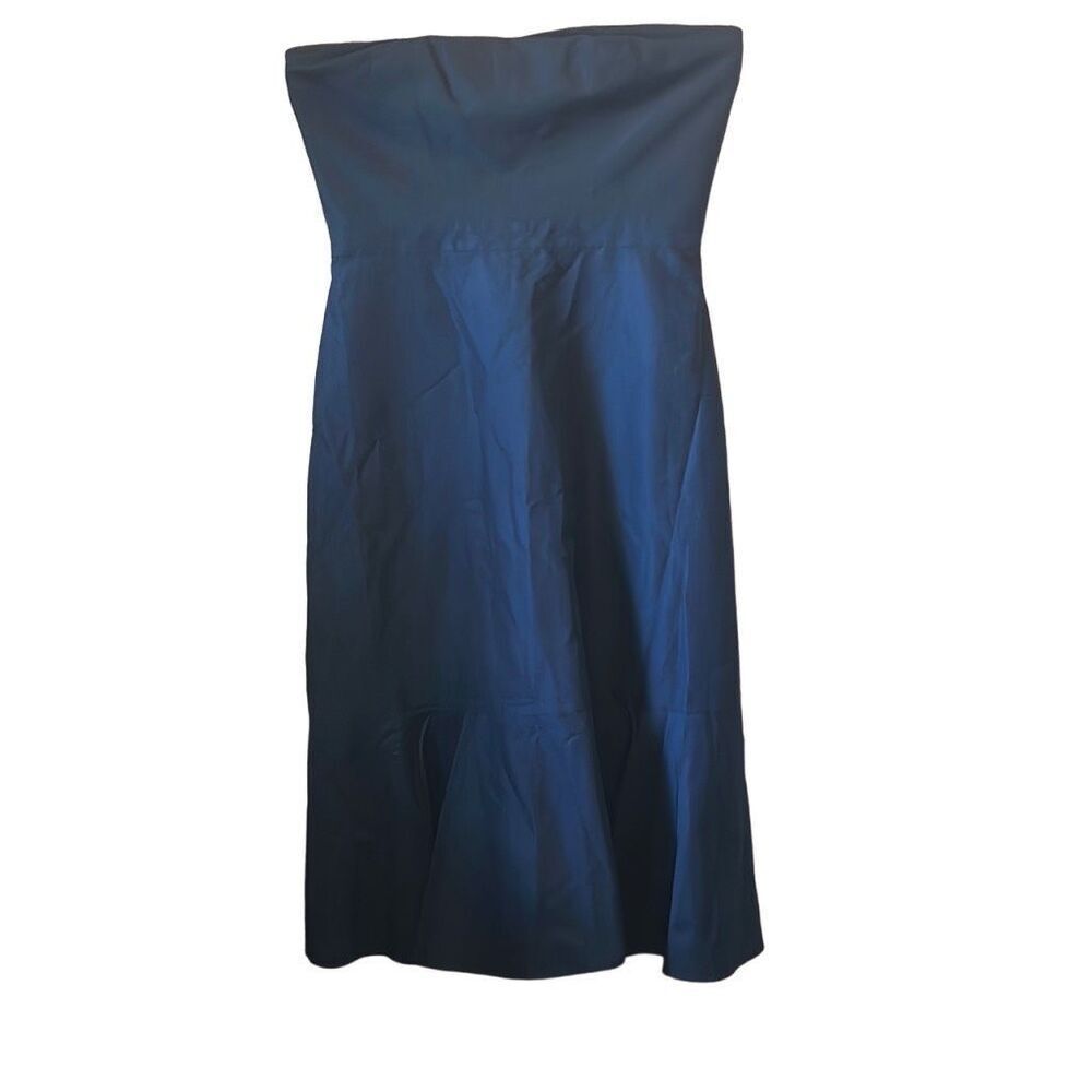 J Crew Strapless Midi Dress Black Tie Formal‎ Cocktail Party Navy 8T